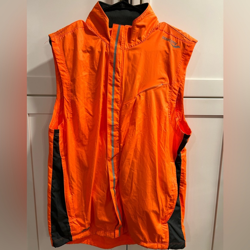 Saucony Men’s Running Vest - Orange/Black Reflective - Medium